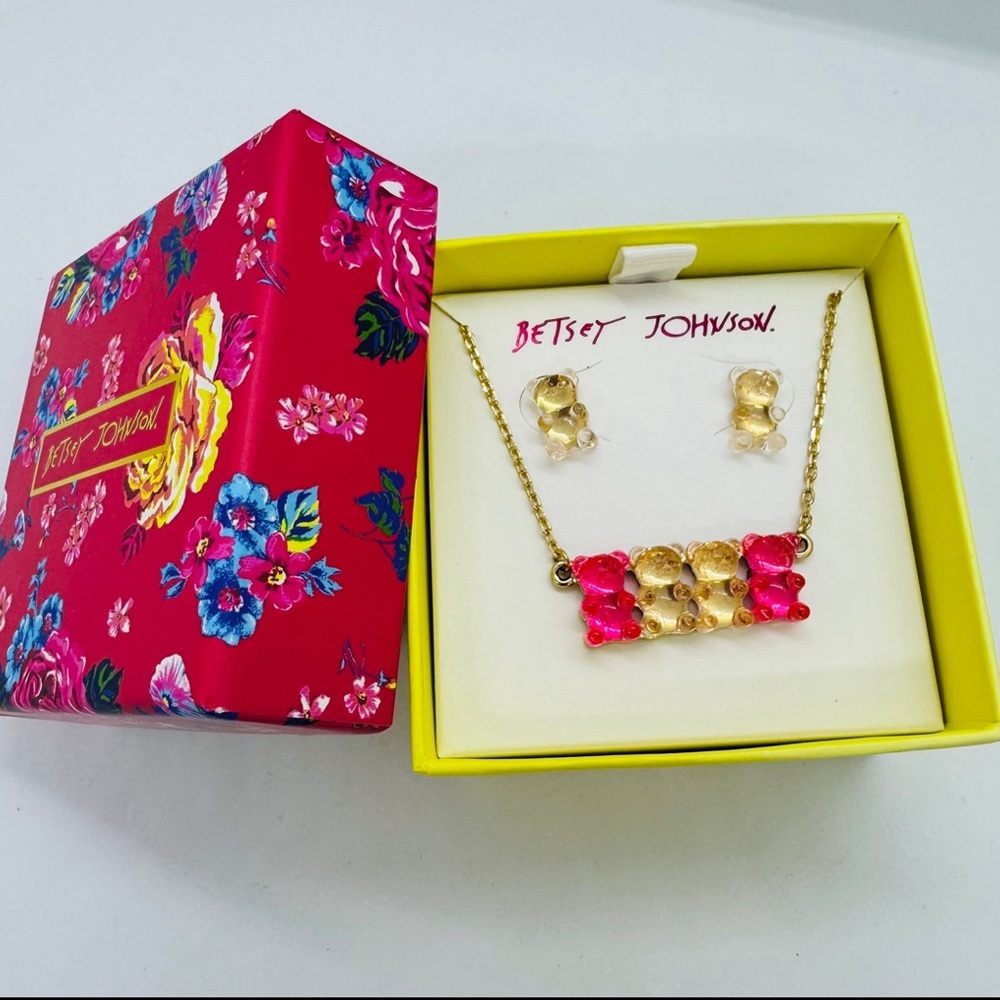 Betsey Johnson Gummy Bear Necklace with Earrings